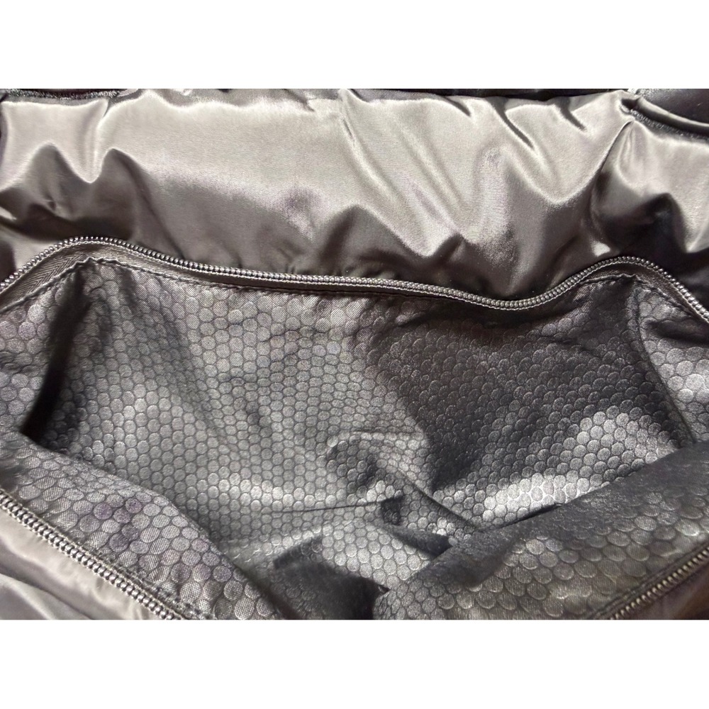 Black Quilted Puffer Tote Bag Weekender Crossbody with Trolley Sleeve Travel Bag - Picture 4 of 10
